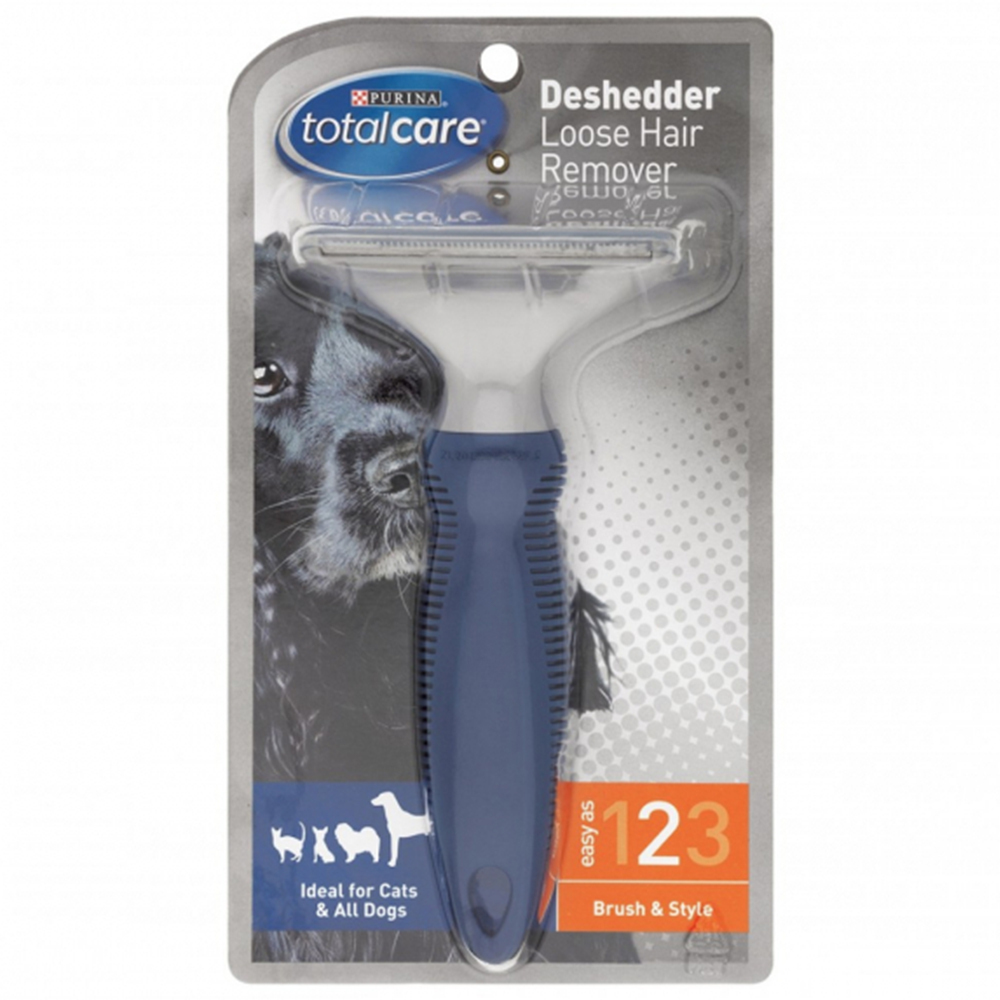 Purina Total Care Deshedder Loose Hair Remover Brush for Dogs & Cats ...