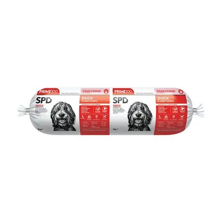PICK UP ONLY Prime 100 SPD Dog Food Duck Sweet Potato Roll 2kg