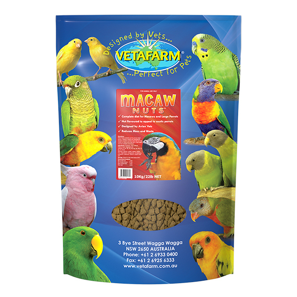 Vetafarm Macaw Nuts Extruded Pellet Diet for South American Parrots 10kg
