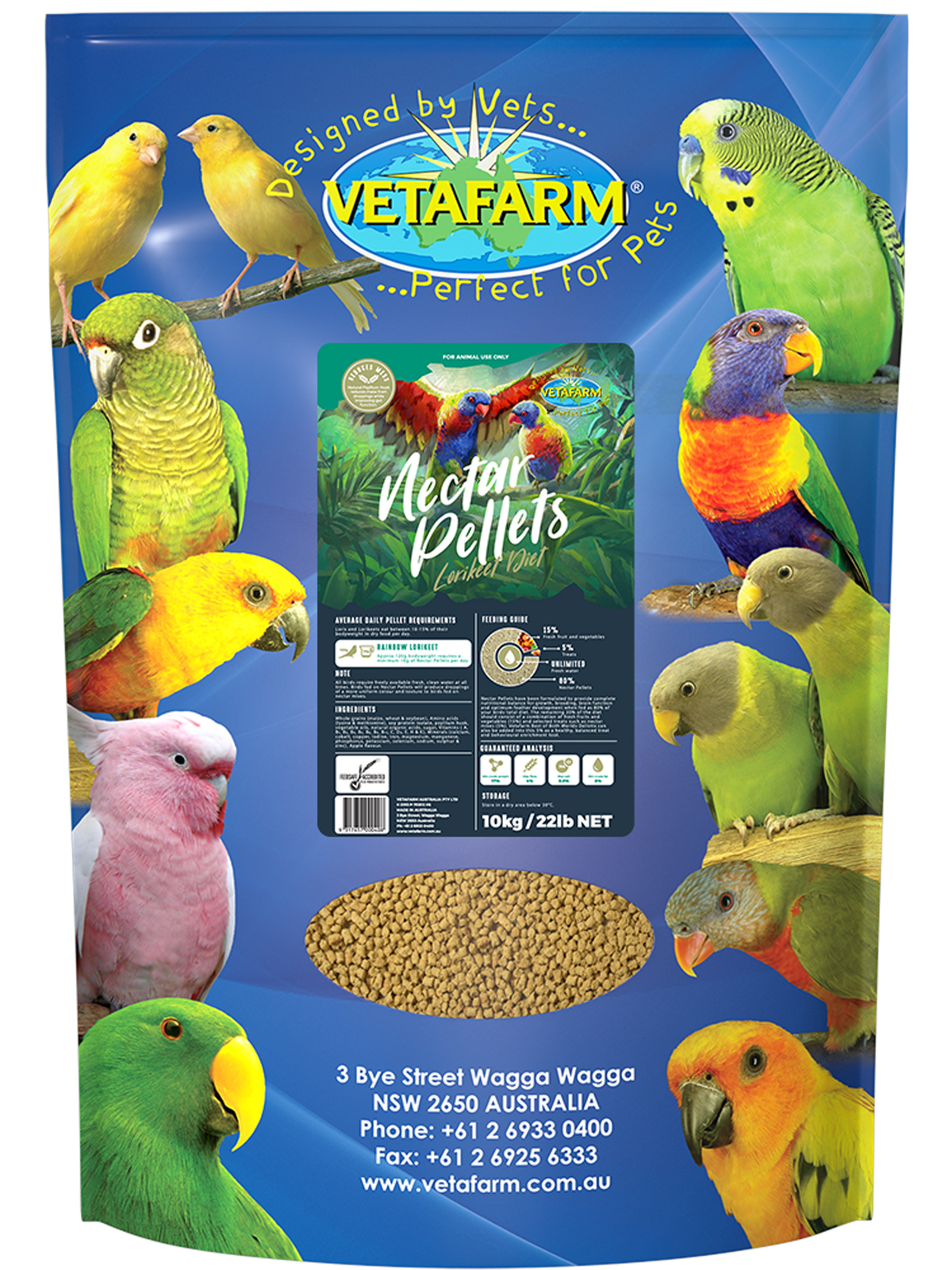 Vetafarm Nectar Pellets Lori and Lorikeet Pet Bird Food Diet 10kg