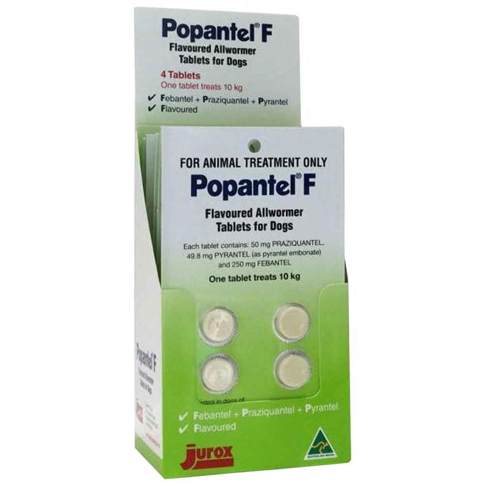 Popantel F Dogs Flavoured Allwormer Treatment Tablets 10kg in 2 Sizes