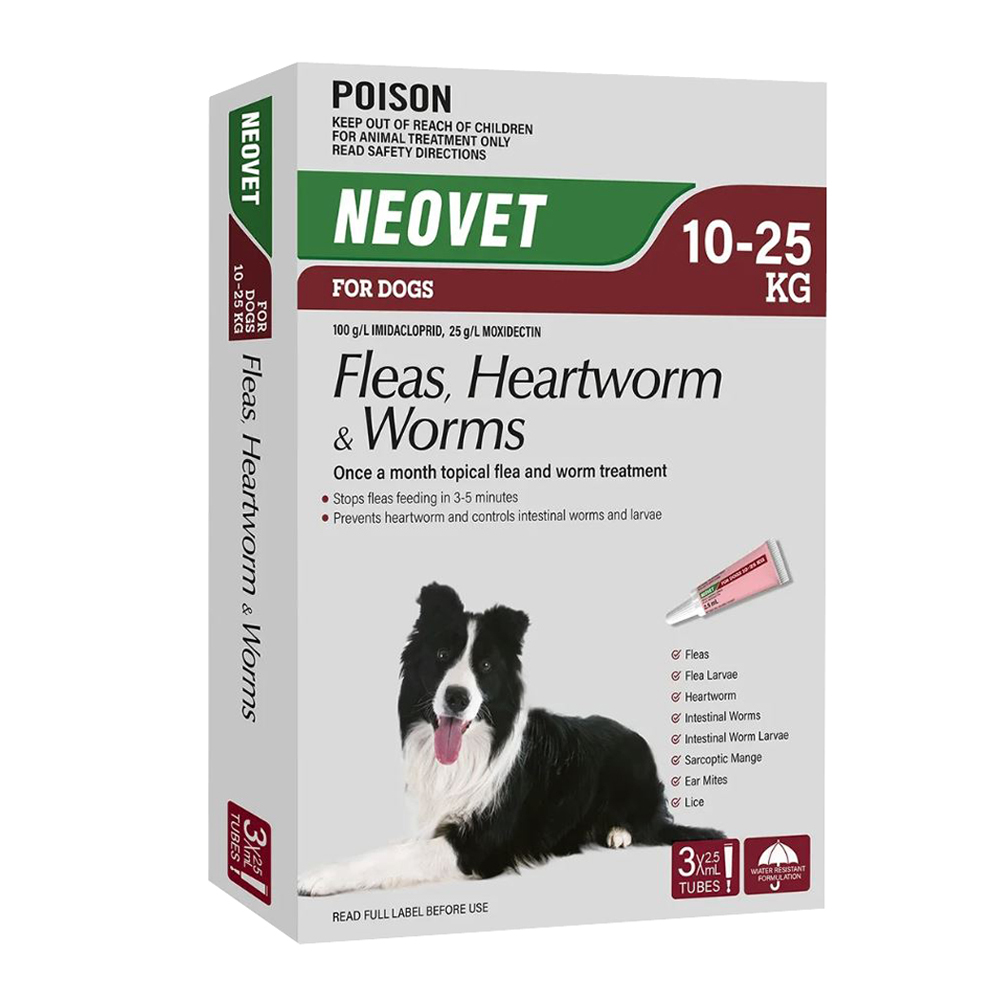 Neovet Spoton Flea & Worms Treatment for Dogs 1025kg 2 Sizes