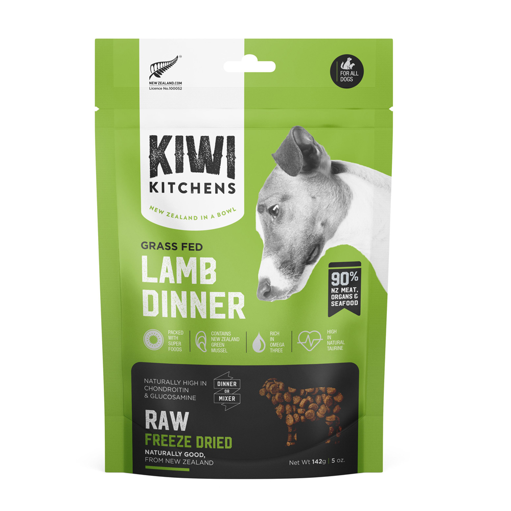 Kiwi Kitchens Raw Freeze Dried Grass Fed Lamb Dinner Dry Dog Food 4 Sizes
