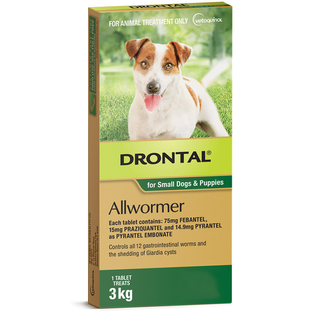 Drontal Chewable Allwormer for Puppies Small Dogs 3kg 2 Sizes