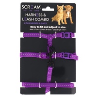 Scream Reflective Adjustable Nylon Cat/Puppy Harness with Leash Loud Purple 1cm image