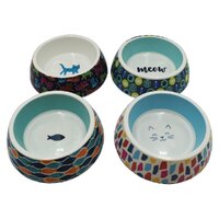 Simply Cat Double Wall Printed Pattern Melamine Cat Bowl Carton of 48 image