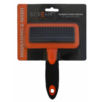 Scream Rubber Curry Grooming Brush for Dogs Loud Orange image