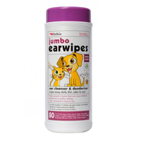 Petkin Ear Wipes Pet Ear Cleanser & Deodoriser for Dogs & Cats Jumbo 80 Pack image