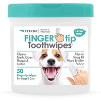 Petkin Fingertip Tooth Wipes Cleans Teeth Gums & Plaque Fresh Mint for Dogs 50pk image