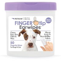 Petkin Fingertip Ear Wipes Cleans Ears Dirt Odor & Wax for Dogs & Cats 50 Pack image