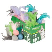 Multipet Felt Ball w/ Feather PDQ Cat Toy Assorted 30 Pack image