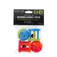 Scream Barrel & Ball Toy Pack Multicolour for Cats & Birds 4 Pack image