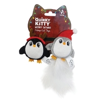 Quirky Kitty Holiday Pouncy Penguins Catnip Pet Cat Toy 2 Pack image