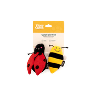 ZippyClaws Ladybug & Bee Interactive Play Plush Pet Cat Toy 2 Pack image