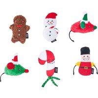 ZippyClaws Holiday Festive Cheer Interactive Play Plush Cat Toy 6 Pack image