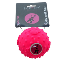 Scream Velvet Ball Dog Squeaker Toy Loud Pink 7cm image