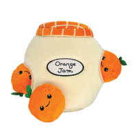 HugSmart Puzzle Hunter Food Party Orange Jam Interactive Plush Dog Squeaker Toy image