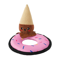 HugSmart Fuzzy Friendz Summer Floatie Ice-Cream Outdoor Plush Dog Squeaker Toy image