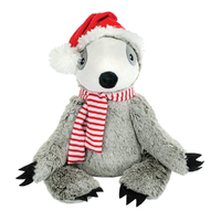 Snuggle Pals Christmas Sloth Interactive Pet Dog Squeaker Toy image