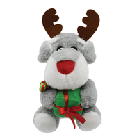 Snuggle Pals Christmas Dog w/ Antlers & Gift Plush Dog Squeaker Toy 22.5cm image