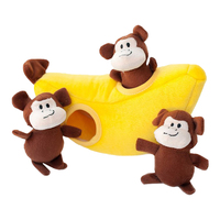 Zippy Paws Burrow Monkey N Banana Plush Dog Squeaker Toy 25 x 12 x 10cm image