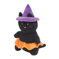 Zippy Paws Halloween Cheeky Chumz Witch Cat Plush Pet Dog Squeaker Toy image