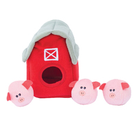 Zippy Paws Zippy Burrow Pig Barn Interactive Pet Dog Squeaker Toy image