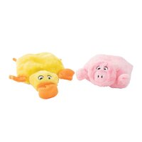 Zippy Paws Squeakie Pads Duck & Pig No Stuffing Plush Dog Toy 2 Pack image