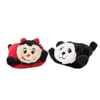 Zippy Paws Squeakie Pads Ladybug & Panda No Stuffing Plush Dog Toy 2 Pack image