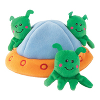 Zippy Paws Zippy Burrow Aliens in UFO Plush Dog Squeaker Toy 22 x 22 x 10cm image