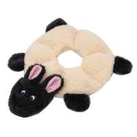 Zippy Paws Loopy Sheep Ring Shaped No Stuffing Plush Pet Dog Squeaker Toy image