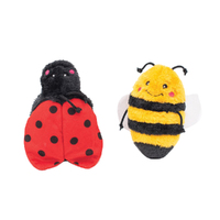 Zippy Paws Crinkle Bee & Lady Bug Interactive Pet Dog Squeaker Toy 2 Pack image