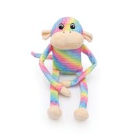 Zippy Paws Spencer The Crinkle Monkey Pet Dog Squeaker Toy Rainbow Large image