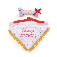 Zippy Paws Birthday Bandana & Bone Pet Dog Squeaker Toy 2 Pack image