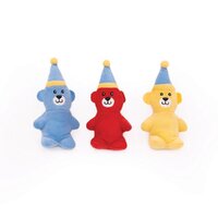 Zippy Paws Miniz Birthday Bear Interactive Pet Dog Squeaker Toy 3 Pack image