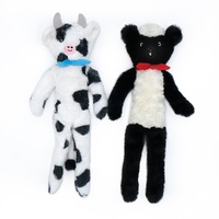 Zippy Paws Fluffy Peltz Cow & Sheep Interactive Plush Dog Squeaker Toy 2 Pack image