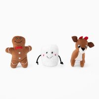 Zippy Paws Holiday Miniz Santas Friends Pet Dog Squeaker Toy 3 Pack image