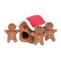 Zippy Paws Holiday Zippy Burrow GingerBread House Plush Dog Squeaker Toy image