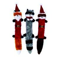 Zippy Paws Holiday Skinny Peltz Santa Fox Raccoon Dog Squeaker Toy Large 3 Pack image