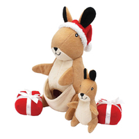 Zippy Paws Holiday Zippy Burrow Festive Kangaroo Pouch Interactive Dog Toy image