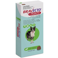 Bravecto Dog 1 Month Chew Tick & Flea Treatment 10-20kg Medium Green image