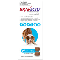 Bravecto Dog 6 Month Chew Tick & Flea Treatment 20-40kg Large Blue image