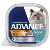 Advance Adult 1+ Wet Cat Food Chicken & Liver Medley 7 x 85g image