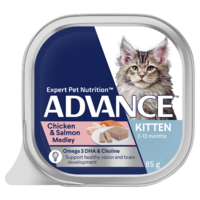 Advance Kitten 2-12 Months Wet Cat Food Chicken & Salmon Medley 7 x 85g image