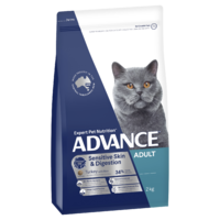 Advance Adult Sensitive Skin & Digestion Dry Cat Food Turkey w/ Rice 2kg image