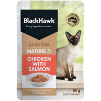 Black Hawk Mature 7+ Grain Free Wet Cat Food Chicken w/ Salmon 12 x 85g image