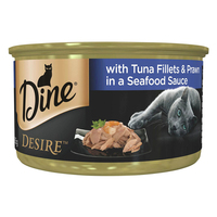 Dine Desire Wet Cat Food Tuna Fillet & Prawn in Seafood Sauce 24 x 85g image