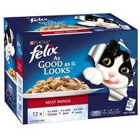 Felix Meat Menus Cat Food Chicken Beef Lamb 85g x 12  image