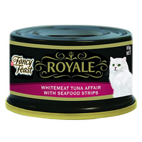 Fancy Feast Royale Wet Cat Food Whitemeat Tuna Affair & Seafood Strips 85g x 24  image