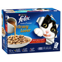 Felix As Good As It Looks Wet Cat Food Gravy Lover Meat Selection 12 x 85g image